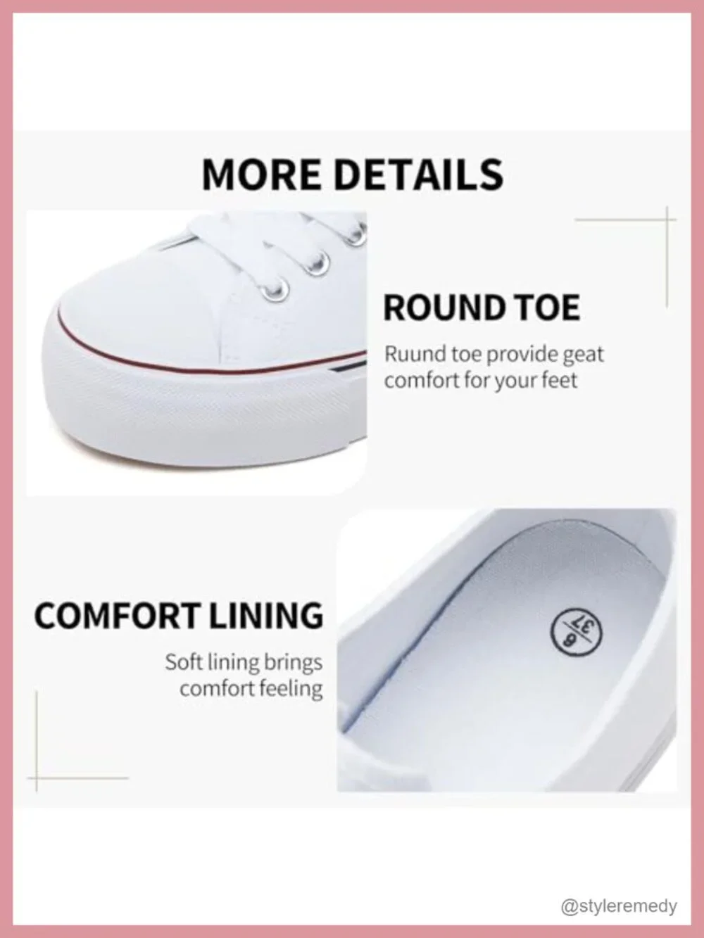 Women's Platform Canvas Sneakers Lace Up Breathable Non-Slip Casual Walking